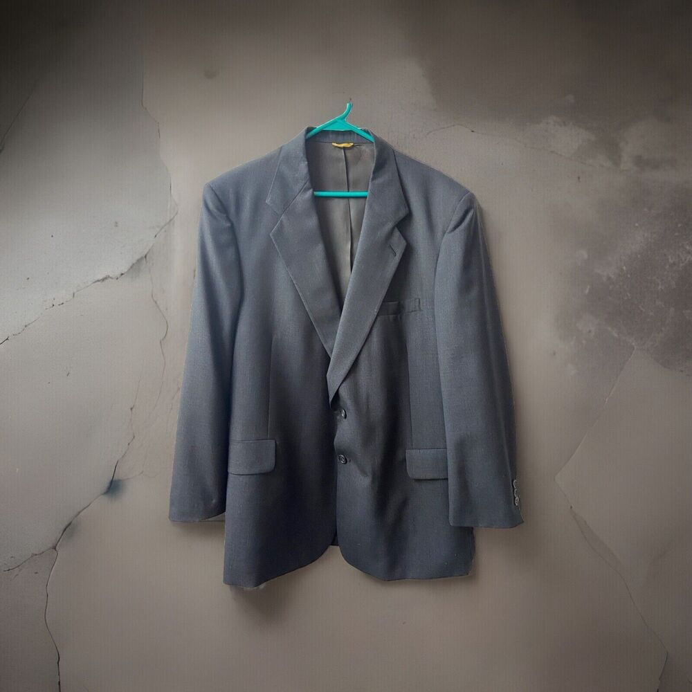 Sterling & Hunt Mens Single Breasted Wool  Suit Jacket Blazer Dark Blue Size 46